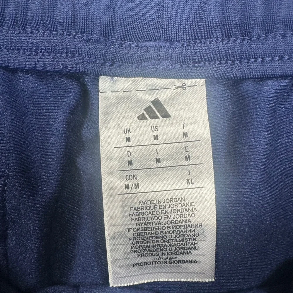 Adidas Track Pants Mens M Navy Blue Tapered Ankle Zip Athletic Training Joggers